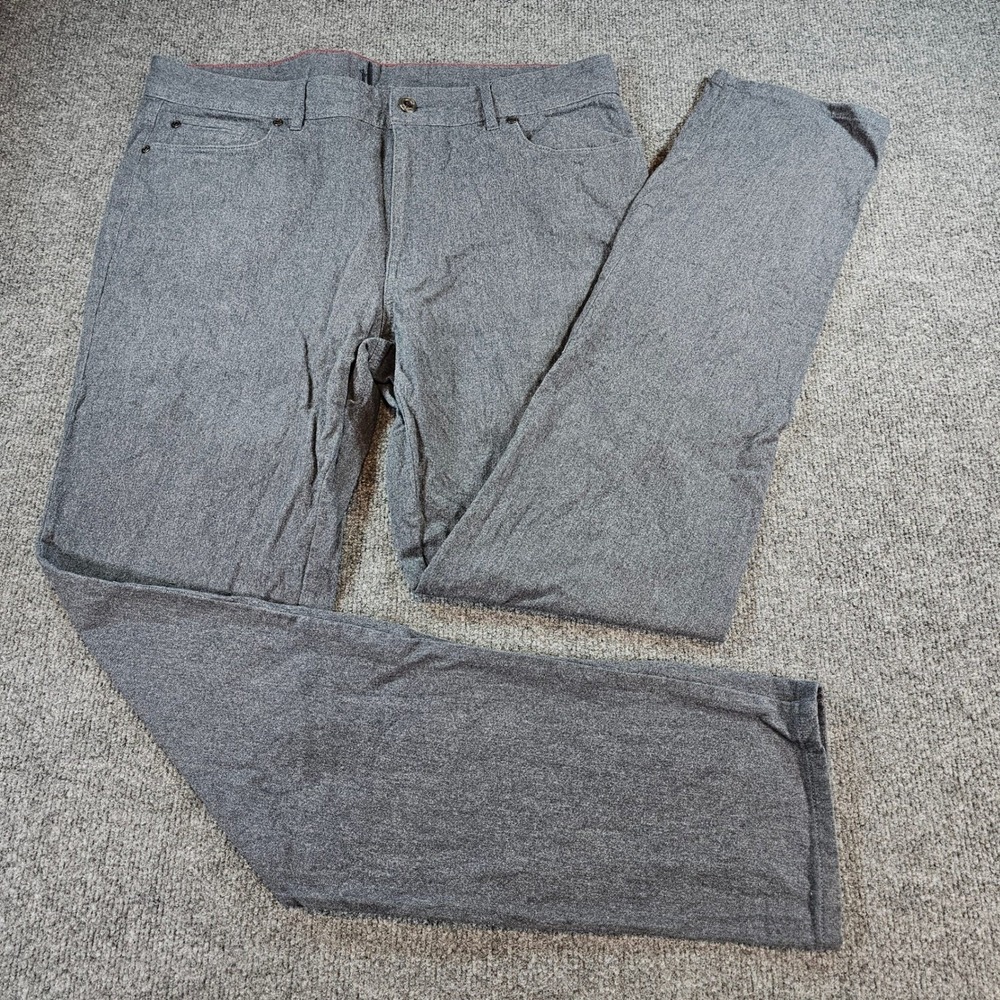 Johnnie-O Mens 35x34 5-Pocket Pants Gray Storm Front Straight Leg JMPA1370